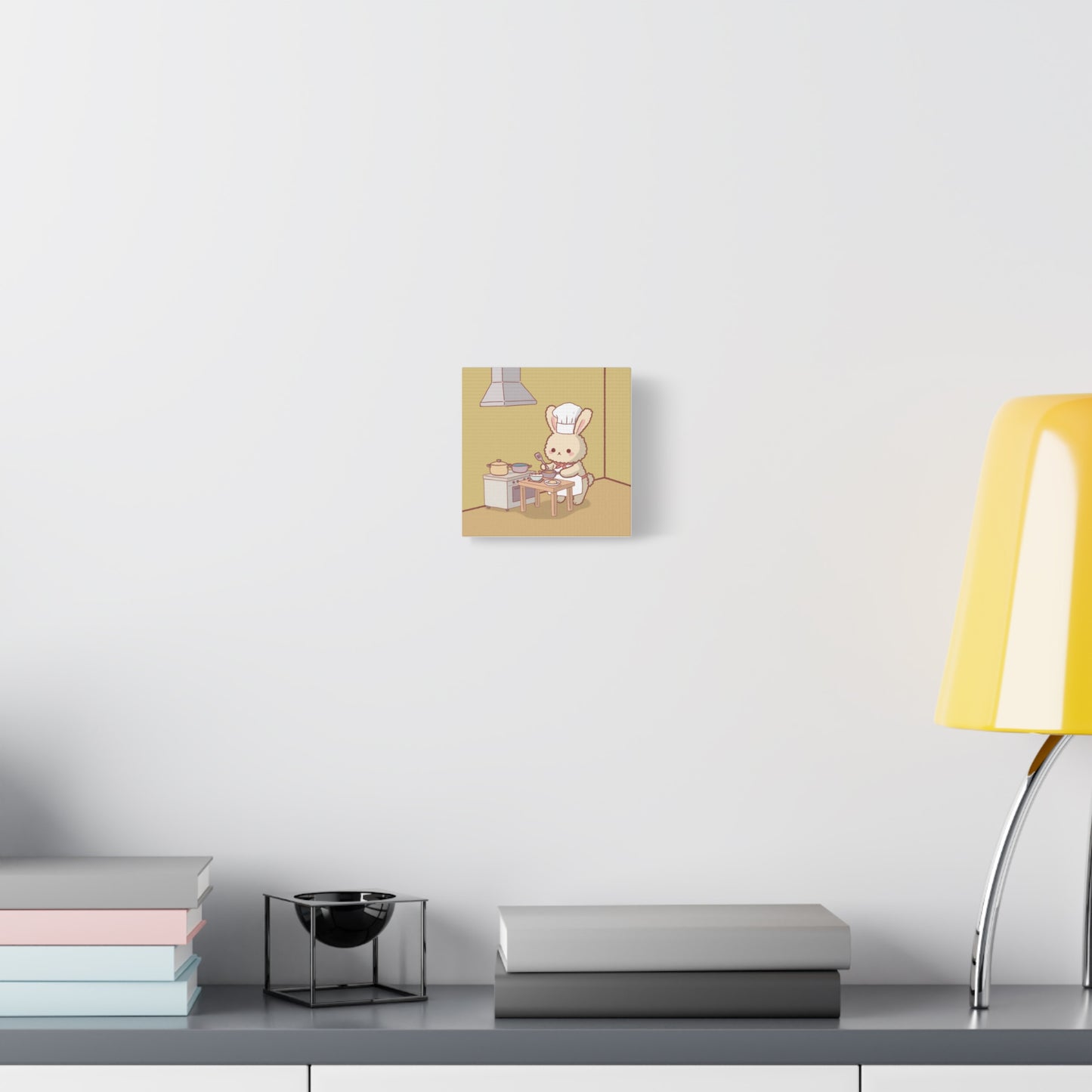 Cute Chef Bunny Canvas Art — Kawaii Rabbit Cooking Wall Decor (Matte Stretched)