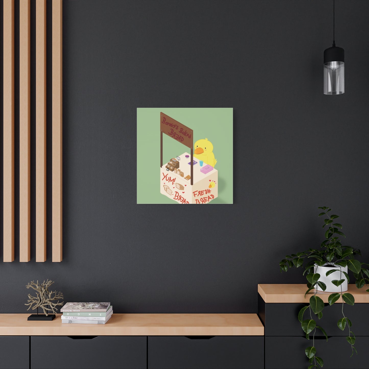 Cute Chick Bakery Canvas Print — "Bonnie's Baked Bread" Matte Stretched Art