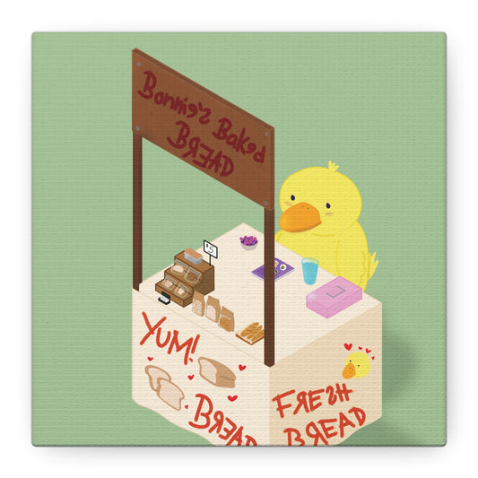 Cute Chick Bakery Canvas Print — "Bonnie's Baked Bread" Matte Stretched Art