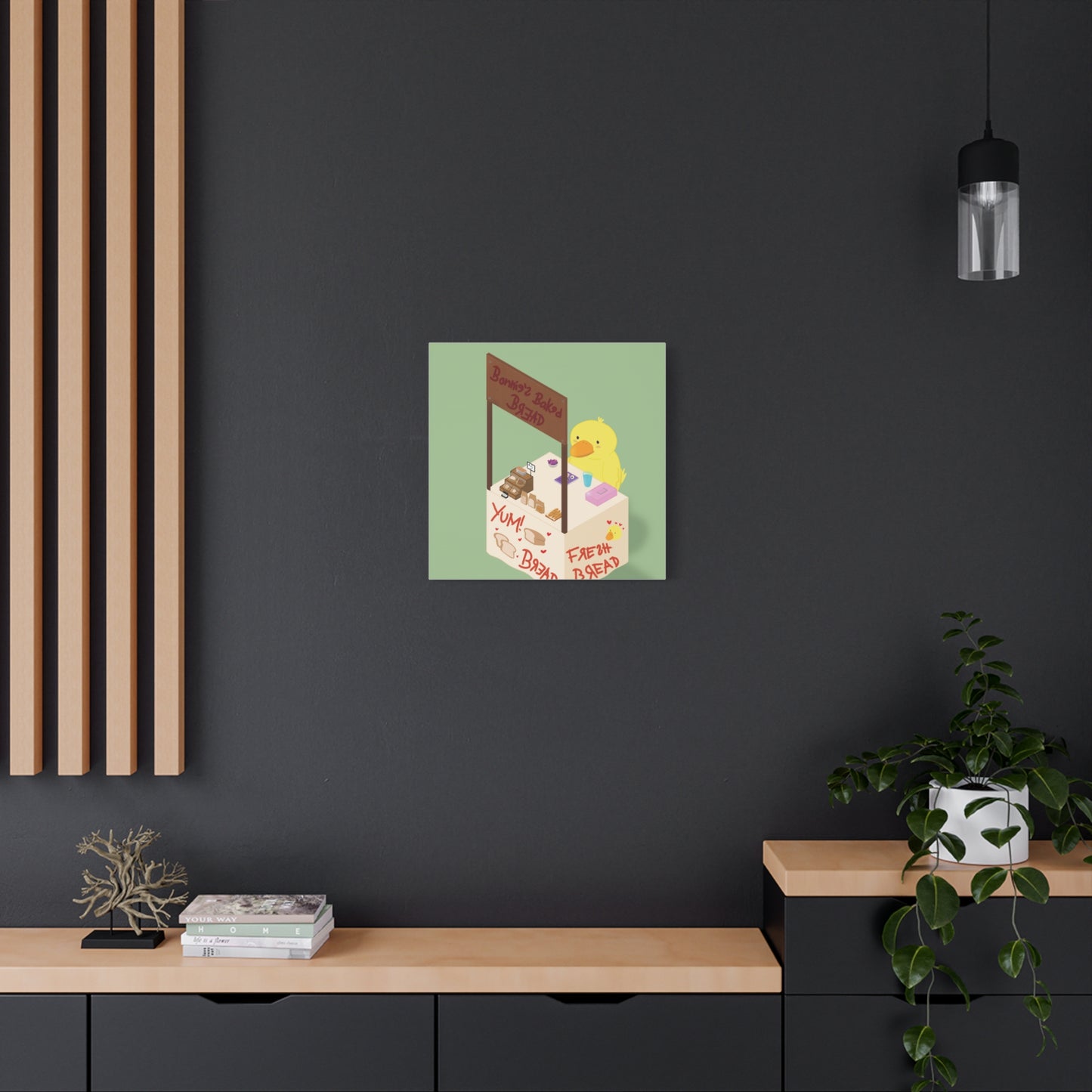 Cute Chick Bakery Canvas Print — "Bonnie's Baked Bread" Matte Stretched Art