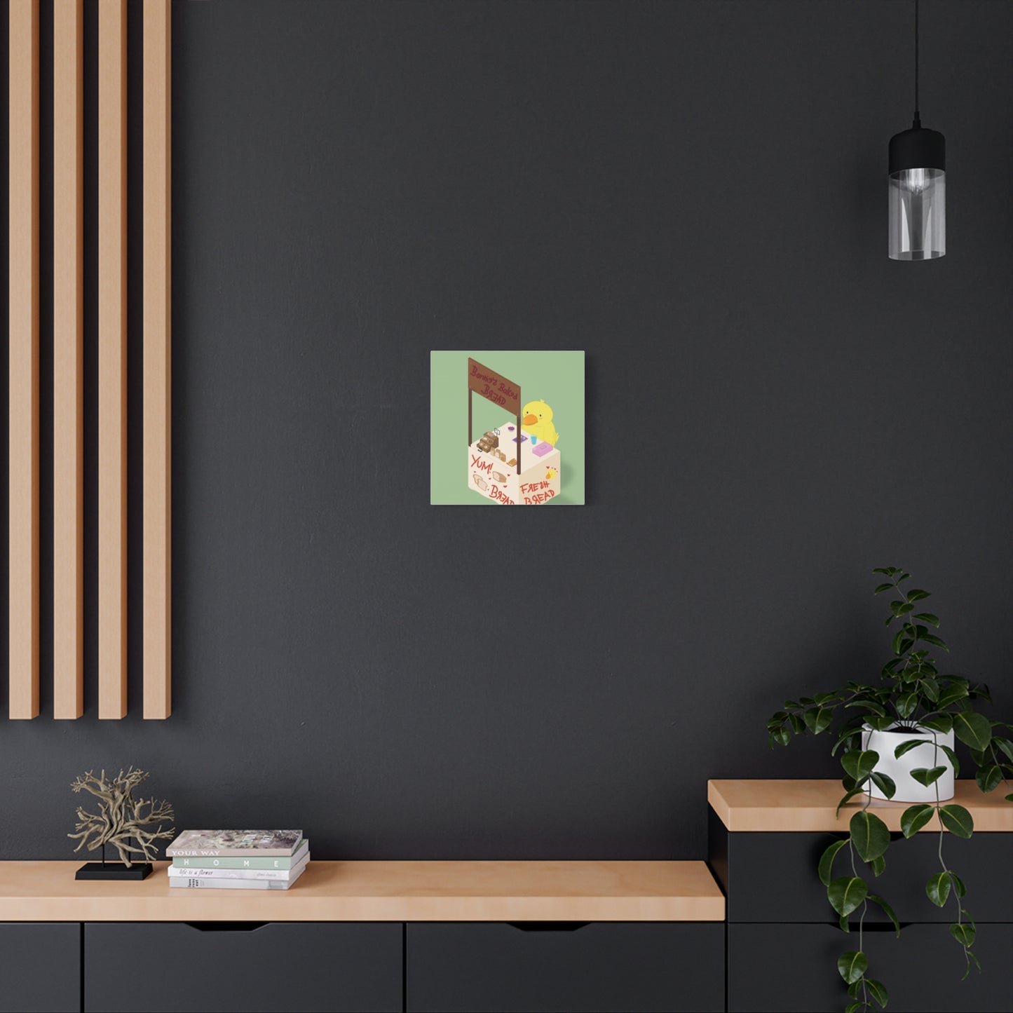 Cute Chick Bakery Canvas Print — "Bonnie's Baked Bread" Matte Stretched Art