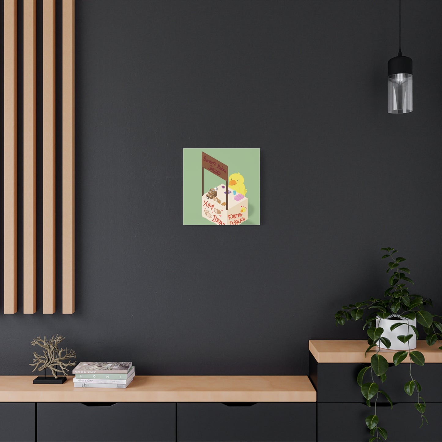 Cute Chick Bakery Canvas Print — "Bonnie's Baked Bread" Matte Stretched Art